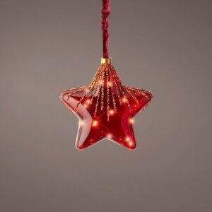 Подвесной светильник Звезда Мишель 80*20 см, 15 микро LED ламп, красный, на батарейках, стекло (Kaemingk, Нидерланды). Артикул: 486308