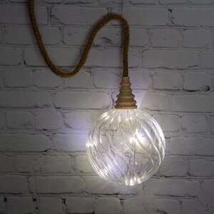 Подвесной светильник-шар Bradberry 12 см, 10 микро LED ламп, на батарейках, стекло (Kaemingk, Нидерланды). Артикул: ID68089