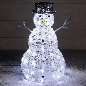 Светящаяся фигура Снеговик Mr Snowman 60 см, 80 LED ламп с мерцанием, IP44 Kaemingk фото 1