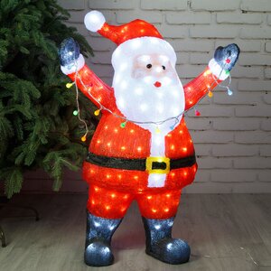 Светодиодная фигура Санта Клаус - Christmas is coming 88 см, 180 LED ламп с мерцанием, IP44 (Kaemingk, Нидерланды). Артикул: ID76758