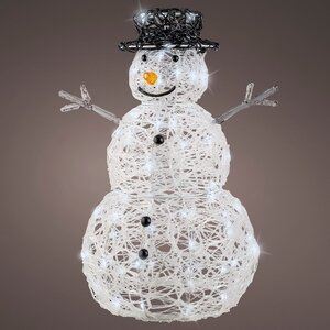 Светящаяся фигура Снеговик Mr Snowman 65 см, 80 холодных белых LED ламп с мерцанием, IP44 (Kaemingk, Нидерланды). Артикул: 491431