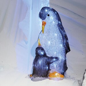 Акриловая фигура Пингвин с Малышом 47 см, 60 LED ламп, IP44 (Kaemingk, Нидерланды). Артикул: ID56622