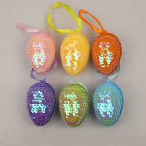 Пасхальные подвески Яйца - Color Easter 6 см, 6 шт (Koopman, Нидерланды). Артикул: 492400080