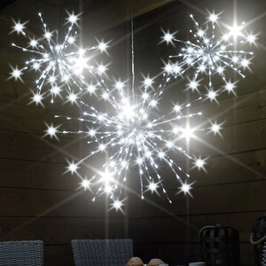 Светодиодное украшение Полярная Звезда серебряная 70 см, 180 холодных белых LED ламп, контроллер, IP44 (Kaemingk, Нидерланды). Артикул: ID41332