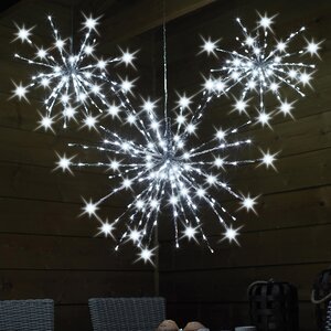 Светодиодное украшение Полярная Звезда серебряная 100 см, 280 холодных белых LED ламп с мерцанием, IP44 (Kaemingk, Нидерланды). Артикул: ID41455