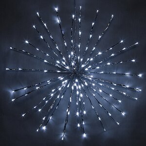 Светодиодное украшение Полярная Звезда серебряная 45 см, 60 холодных белых LED ламп с мерцанием, на батарейках, IP44 Kaemingk фото 2