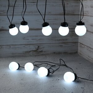 Гирлянда из лампочек Мона 20 ламп, холодные белые LED, 9.5 м, черный ПВХ, IP44 (Kaemingk, Нидерланды). Артикул: ID48494