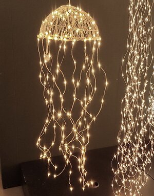 Светодиодное украшение Медуза 38*17 см, 80 теплых белых микро LED ламп с мерцанием, серебряная проволока, IP44 Kaemingk фото 1