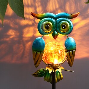 Садовый светильник на солнечной батарее Solar Owl 54 см, IP44, голубой Koopman фото 1