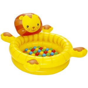 Игровой бассейн Львёнок с надувным дном и шариками 111*98*62 см Bestway фото 1