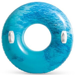 Надувной круг с ручками Волны 114 см голубой INTEX фото 1