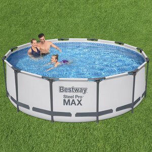 Круглый каркасный бассейн 56418 Bestway Steel Pro Max 366*100 см, фильтр-насос, лестница Bestway фото 1