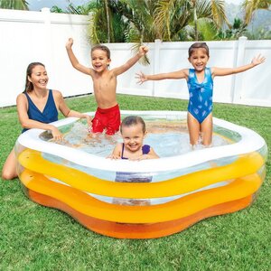 Семейный надувной бассейн с надувным дном Облако 185*53 см, клапан, оранжевый INTEX фото 1