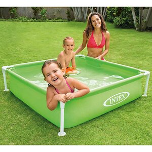 Детский каркасный бассейн Квадратный 122*30 см, зеленый, клапан INTEX фото 1