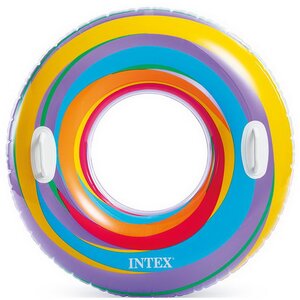 Надувной круг с ручками Яркие Полоски 91 см INTEX фото 2