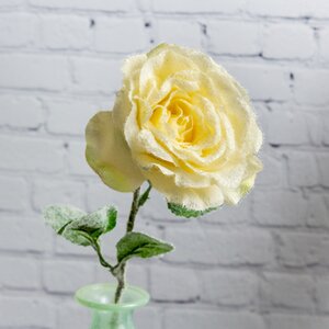 Искусственная Роза в инее 45 см кремовая Kaemingk фото 1