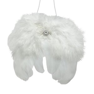 Декоративное украшение Angel Wings 16 см белые, подвеска (Kaemingk, Нидерланды). Артикул: 634957-1