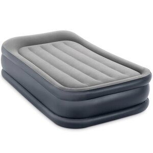 Надувная кровать с насосом Deluxe Pillow Rest 99*191*42 см серо-синяя INTEX фото 1