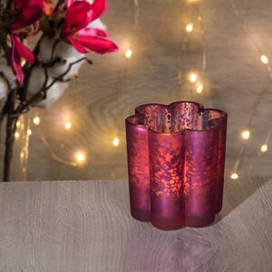 Стеклянный подсвечник для маленькой свечи Нежная Фиалка 6 см пурпурный шелк (Kaemingk, Нидерланды). Артикул: ID48552