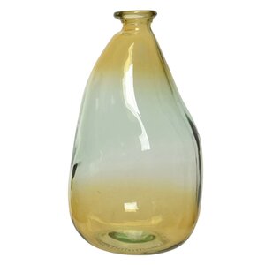 Стеклянная ваза-бутылка Olea 36 см желтая