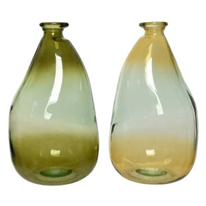 Стеклянная ваза-бутылка Olea 36 см желтая Kaemingk фото 2