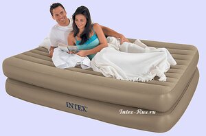 Надувная кровать Comfort Bed, QUEEN 152х203х48, цвет Хаки, встроенный электро насос INTEX фото 1