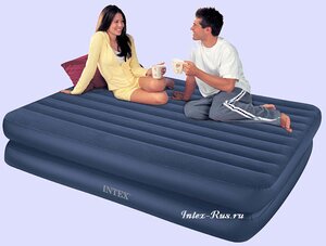 Надувная кровать Comfort Bed, TWIN 99х191х48 см, цвет синий, встроенный электро насос (INTEX, Китай). Артикул: 66708