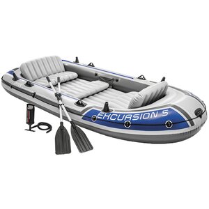 Надувная лодка Excursion-5-Set пятиместная 366*168*43 см + насос и весла уцененная INTEX фото 1