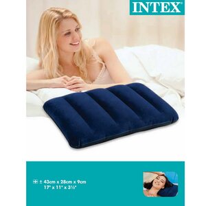 Надувная подушка 43*28*9 см синяя, флокированная INTEX фото 3
