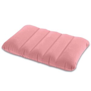Надувная подушка 43*28*9 см нежно-розовая, флокированная (INTEX, Китай). Артикул: 68676-6