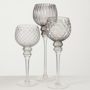 Набор стеклянных подсвечников - бокалов Модена 30-40 см серый, 3 шт Boltze фото 1