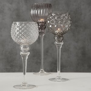 Набор стеклянных подсвечников - бокалов Модена 30-40 см серый, 3 шт Boltze фото 2