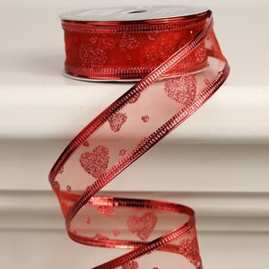 Декоративная лента Элеганца - Сердечки 270*2.5 см красная Koopman фото 1