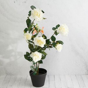 Искусственный цветок в горшке Белоснежная Роза Меррил 80 см Kaemingk фото 1
