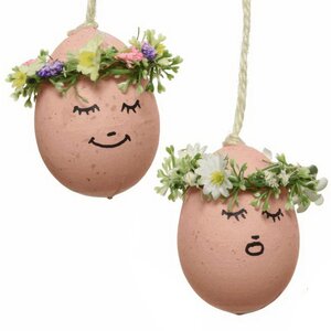 Пасхальные украшения Яйца Spring Easter 6 см, 2 шт, кремовые, подвеска Kaemingk фото 2