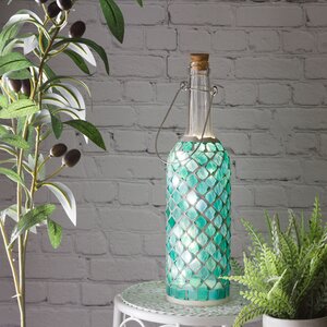 Светильник-бутылка Greek Turquoise 30 см на батарейках, стекло (Kaemingk, Нидерланды). Артикул: ID73092