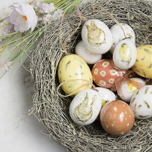 Пасхальные украшения Яйца Sweet Easter 3-6 см, 12 шт, подвеска (Kaemingk, Нидерланды). Артикул: 802990