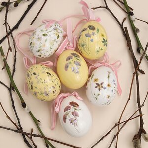 Пасхальные украшения Яйца Floral Easter 6 см, 6 шт, подвеска Kaemingk фото 4