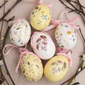 Пасхальные украшения Яйца Floral Easter 6 см, 6 шт, подвеска (Kaemingk, Нидерланды). Артикул: 802992