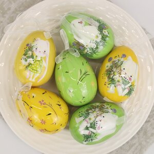 Пасхальные украшения Яйца Happy Sappy Easter 8 см, 6 шт, подвеска (Kaemingk, Нидерланды). Артикул: 803001-1