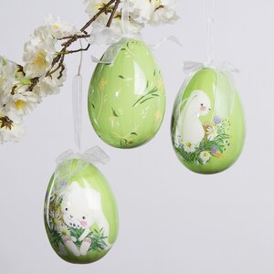 Пасхальные украшения Яйца Gentle Easter 12 см, 3 шт, зеленые, подвеска Kaemingk фото 1