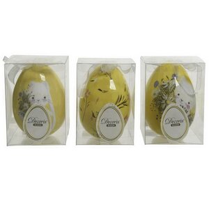 Пасхальные украшения Яйца Gentle Easter 12 см, 3 шт, желтые, подвеска Kaemingk фото 2