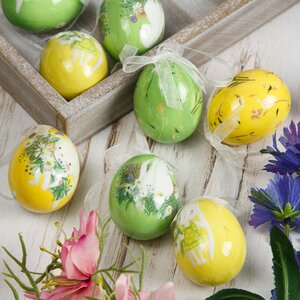 Пасхальные украшения Яйца с лентами - Happy Easter 5 см, 8 шт, подвеска (Kaemingk, Нидерланды). Артикул: ID72835