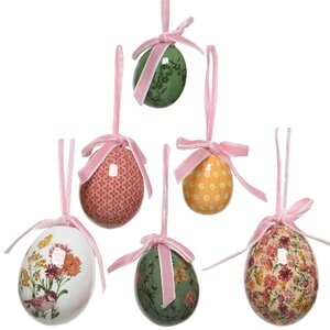 Пасхальные украшения Яйца с лентами - Полевые цветы 4-6 см, 12 шт, подвеска (Kaemingk, Нидерланды). Артикул: ID64424