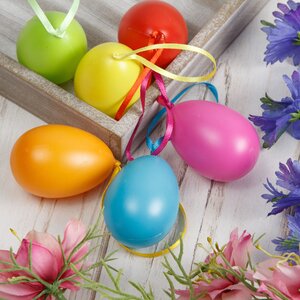 Пасхальные украшения Яйца Easter Carnaval 6 см, 6 шт, подвеска (Kaemingk, Нидерланды). Артикул: ID72864