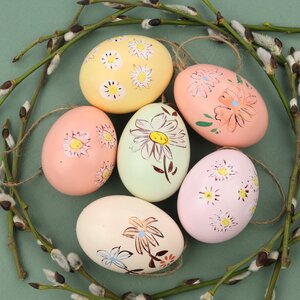 Пасхальные украшения Яйца Sunny Easter 6 см, 6 шт, натуральные (Kaemingk, Нидерланды). Артикул: 808282