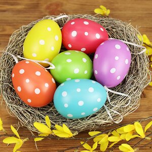 Пасхальные украшения Яйца Colours of Easter 9 см, 6 шт, подвеска Kaemingk фото 1