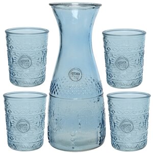 Набор для воды Lakki: кувшин + 4 стакана, стекло (Kaemingk, Нидерланды). Артикул: ID72867