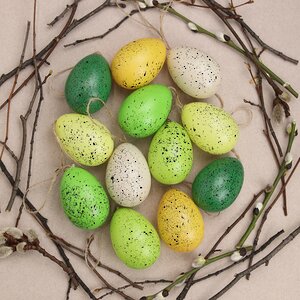 Пасхальные украшения Яйца Wonderful Easter 6 см, 12 шт, подвеска (Kaemingk, Нидерланды). Артикул: 829183