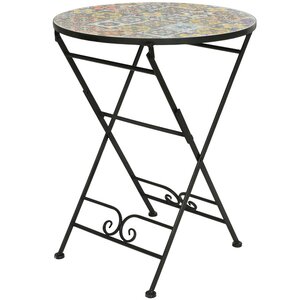 Садовый складной стол с мозаикой Порту 75*60 см, металл (Kaemingk, Нидерланды). Артикул: ID63329